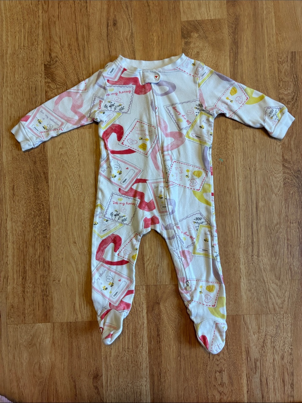 Burt Bee’s Pink & Yellow Heart Print Baby One-Piece
